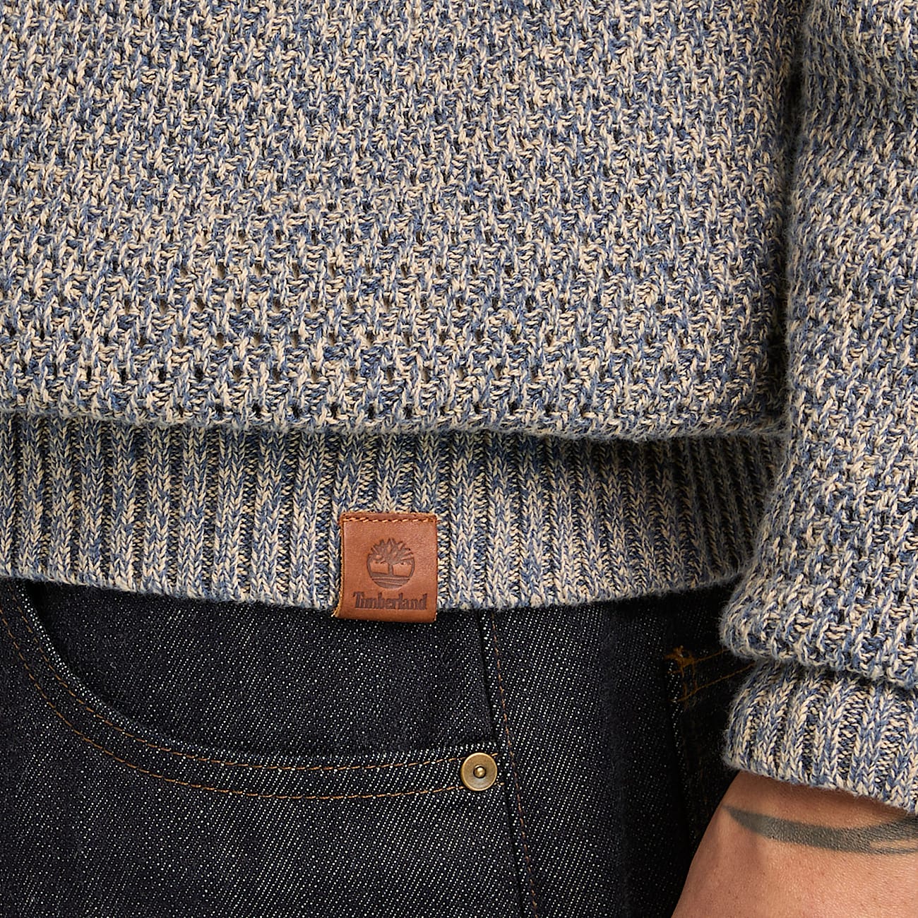 Cotton Textured Jumper for Men in Blue TBL Bl ALT3