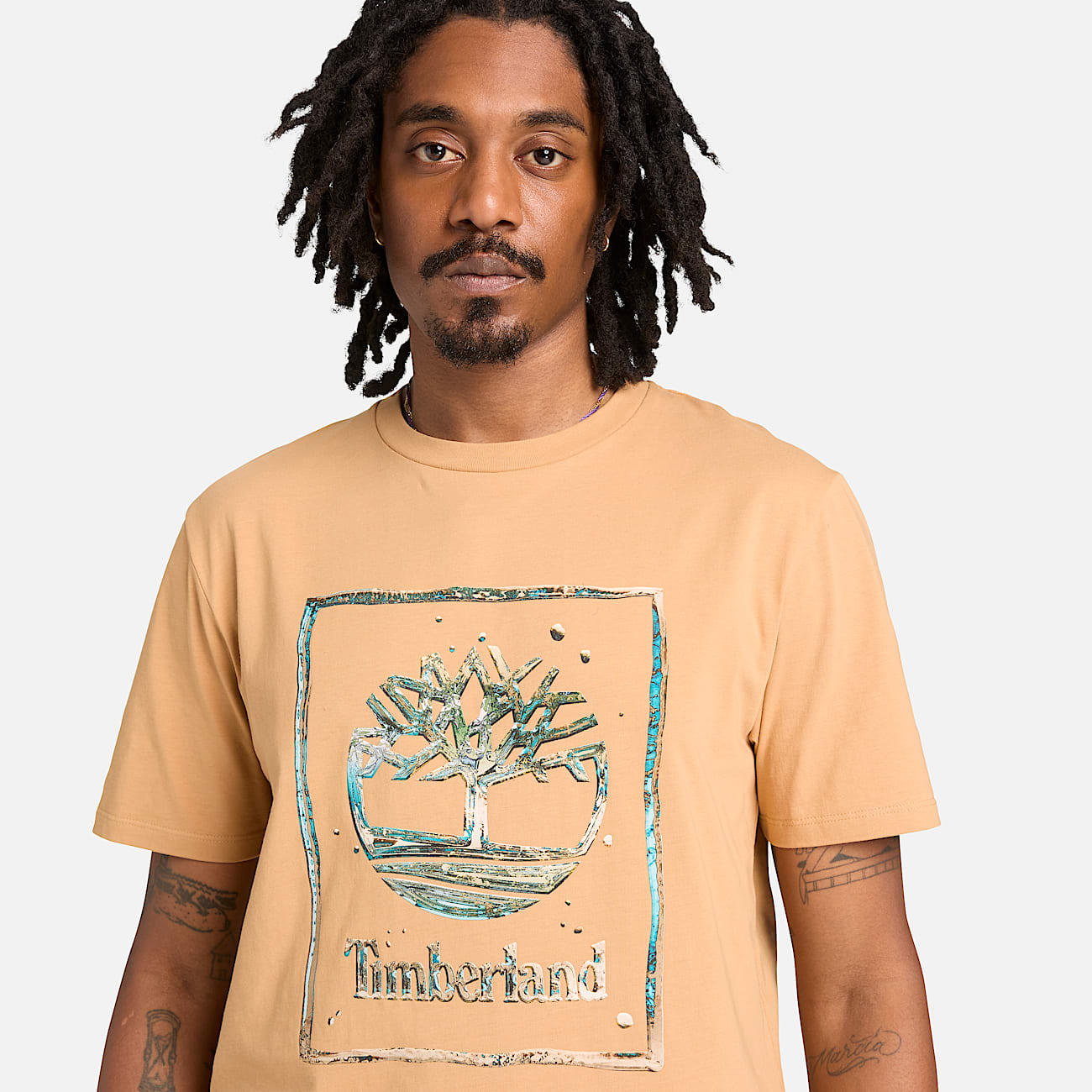 Tshirt a Maniche Corte con Logo Grafico Acqua da Uomo in beige TBL beige ALT3
