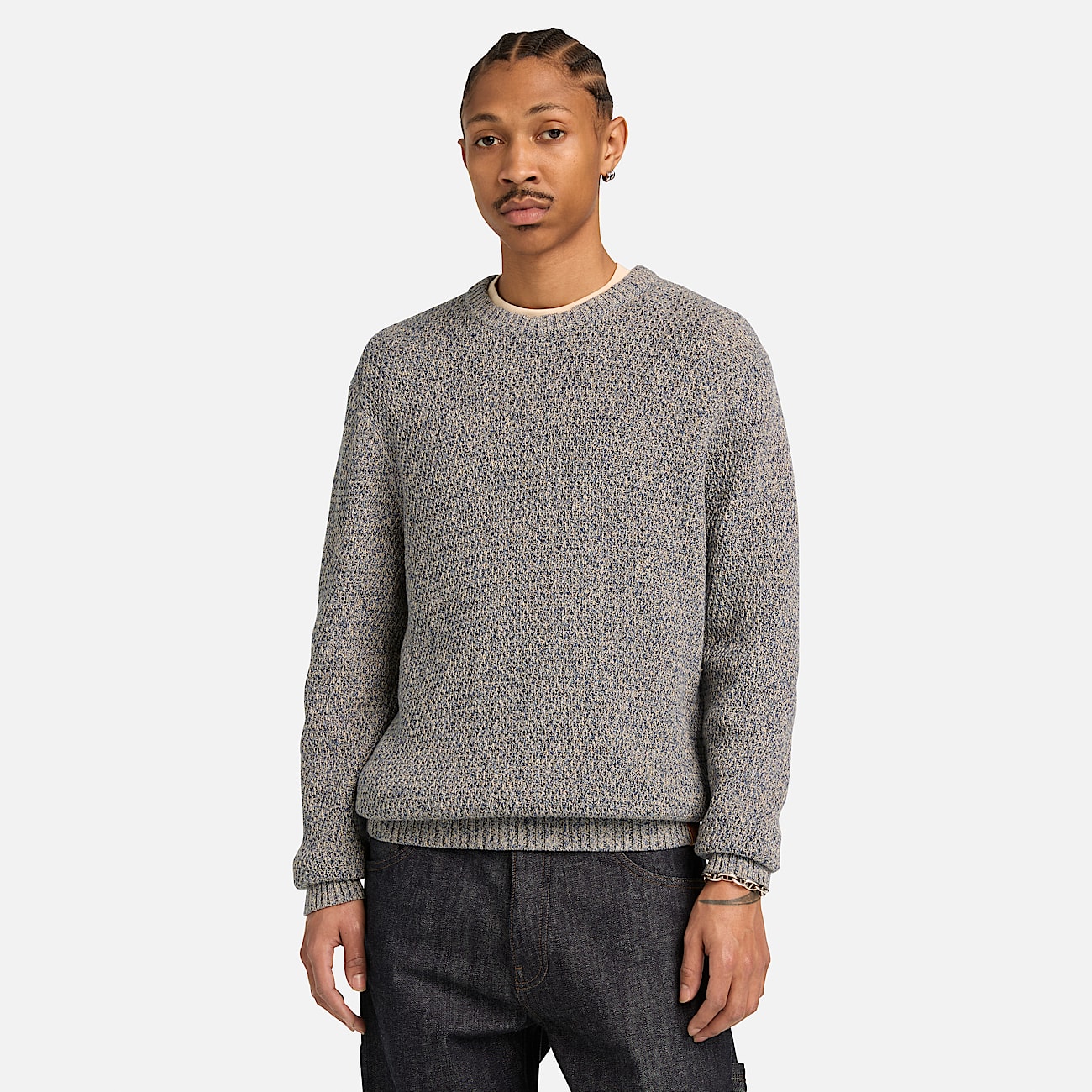 Cotton Textured Jumper for Men in Blue TBL Bl ALT1