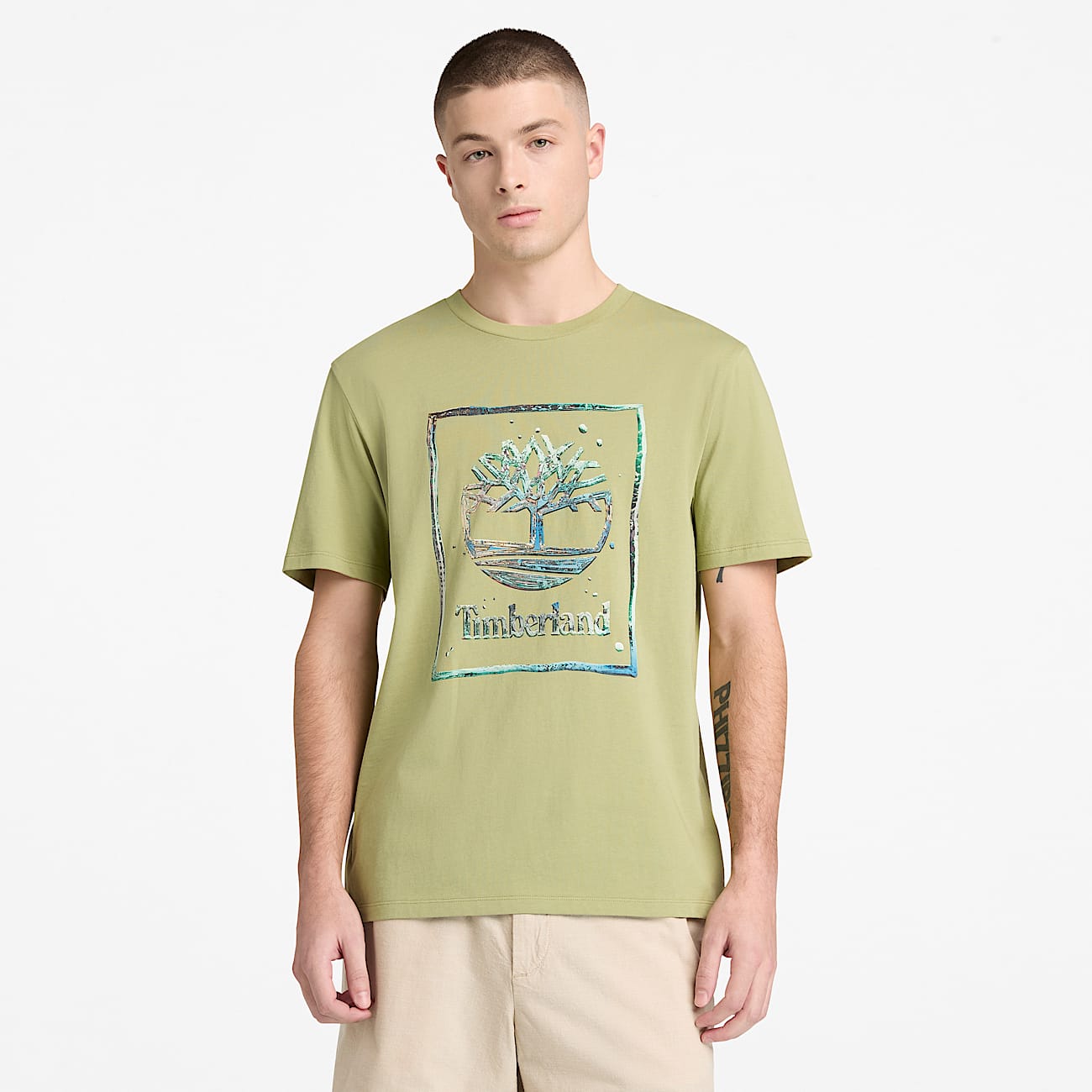Tshirt a Maniche Corte con Logo Grafico Acqua da Uomo in verde TBL verde ALT1