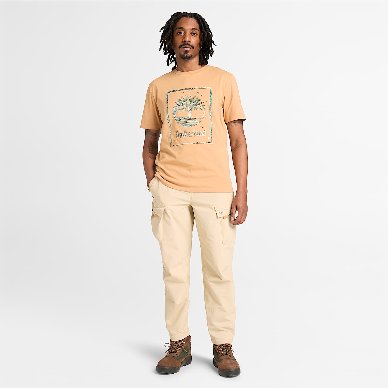 Tshirt a Maniche Corte con Logo Grafico Acqua da Uomo in beige TBL beige ALT2