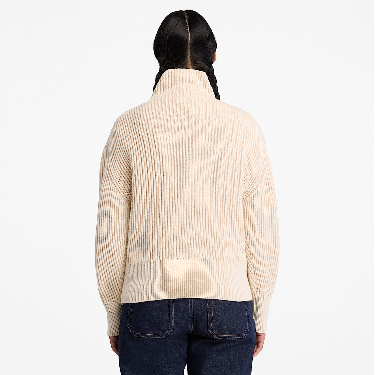 Chunky QuarterZip Jumper for Women in Beige TBL Beige ALT8
