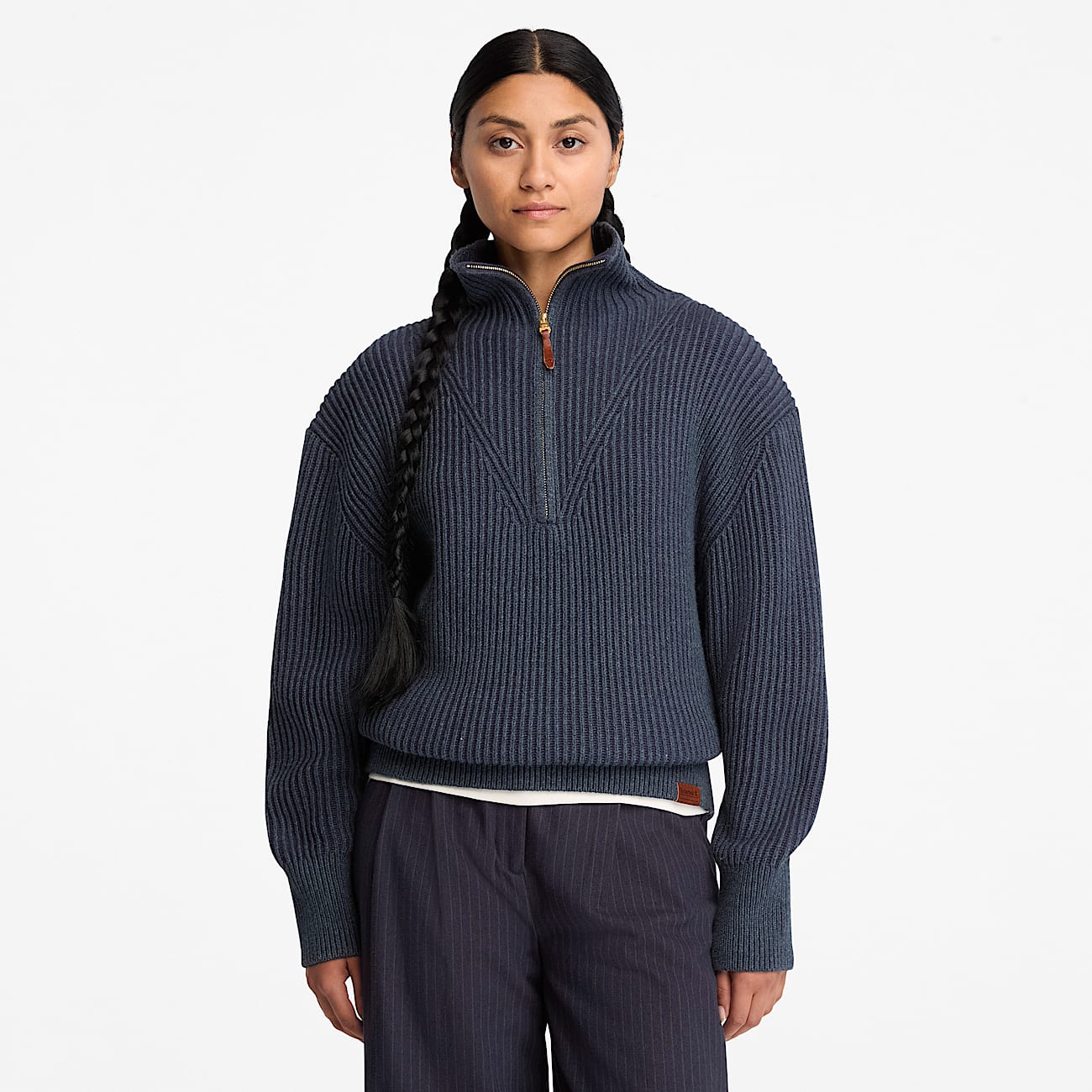 Chunky QuarterZip Jumper for Women in Blue TBL Blue ALT1