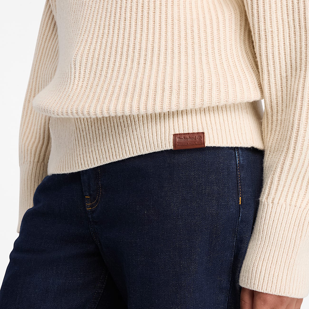 Chunky QuarterZip Jumper for Women in Beige TBL Beige ALT3