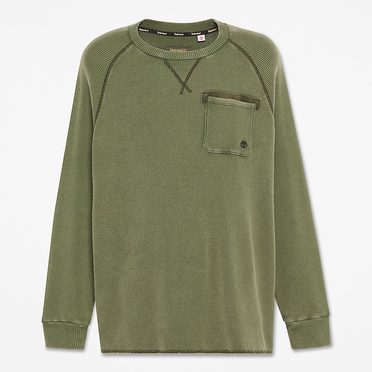 Timberland Tokyo Design Collective Garment Dyed Waffle LongSleeve TShirt in Dark Green TBL Green HERO