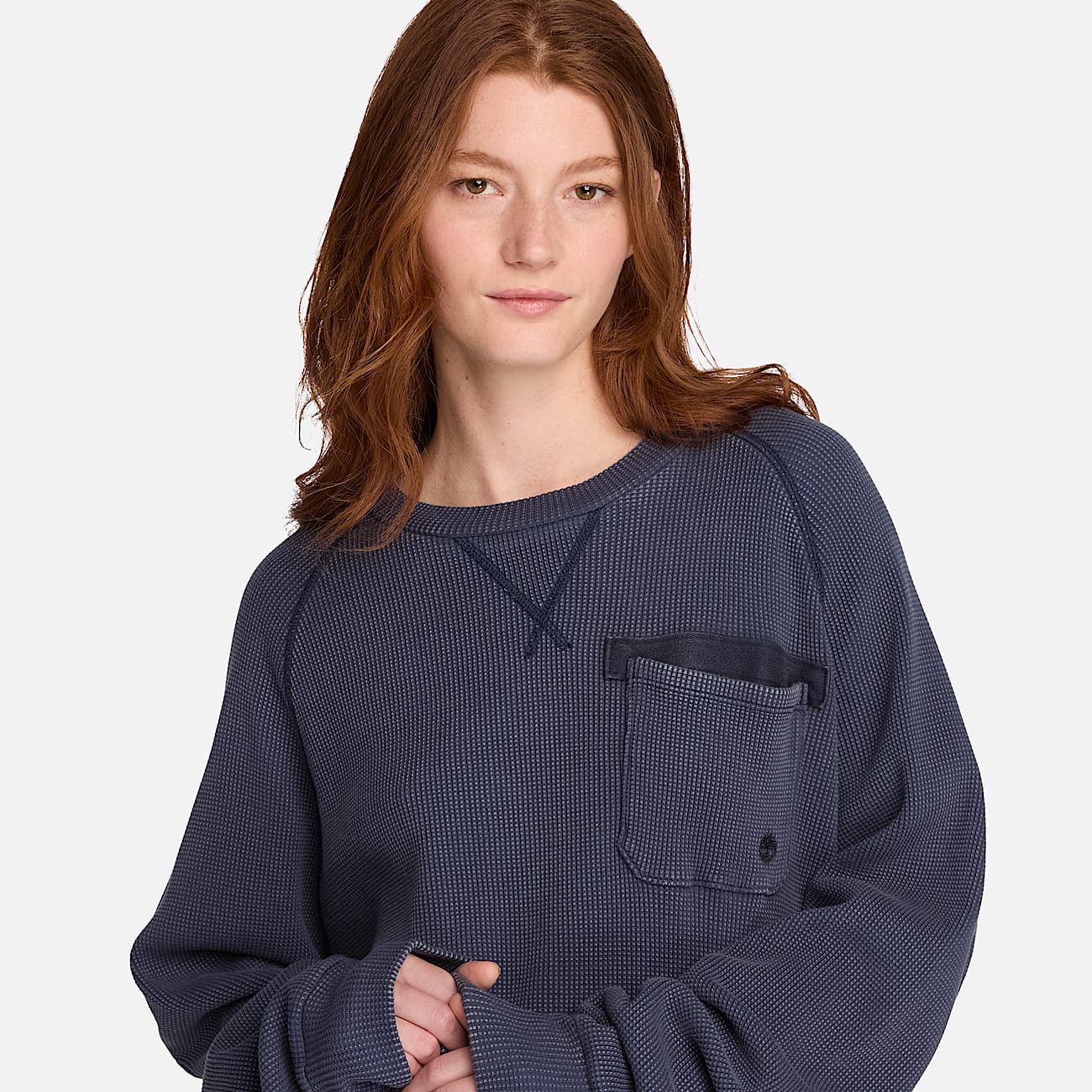 Timberland Tokyo Design Collective Garment Dyed Waffle LongSleeve TShirt in Dark Blue TBL Blue ALT4