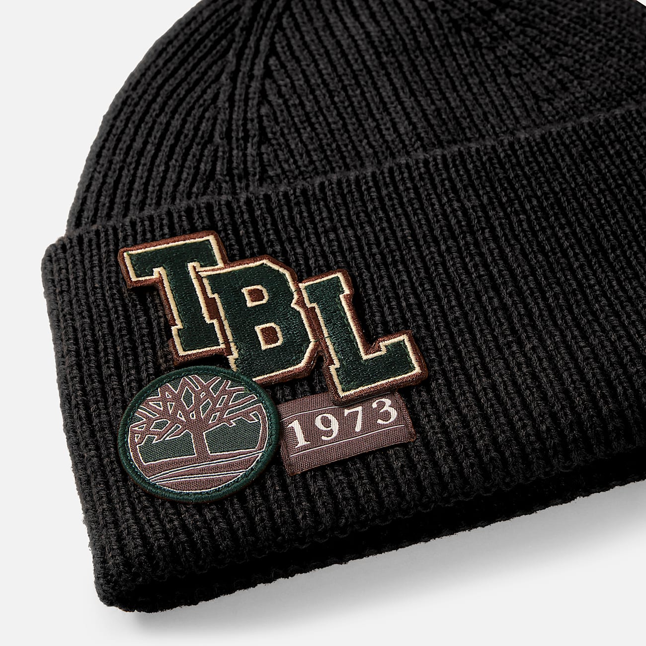 Layered Patch Beanie for Men in Black TBL Black ALT1