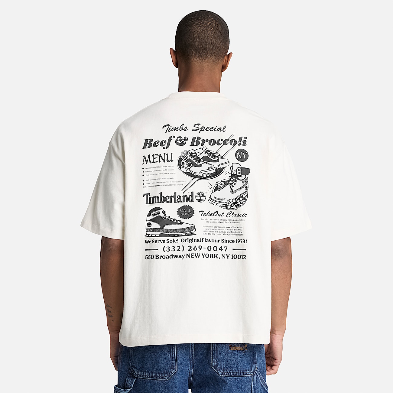 TShirt mit RindfleischundBrokkoliGrafik fr Herren in Wei TBL Wei ALT8