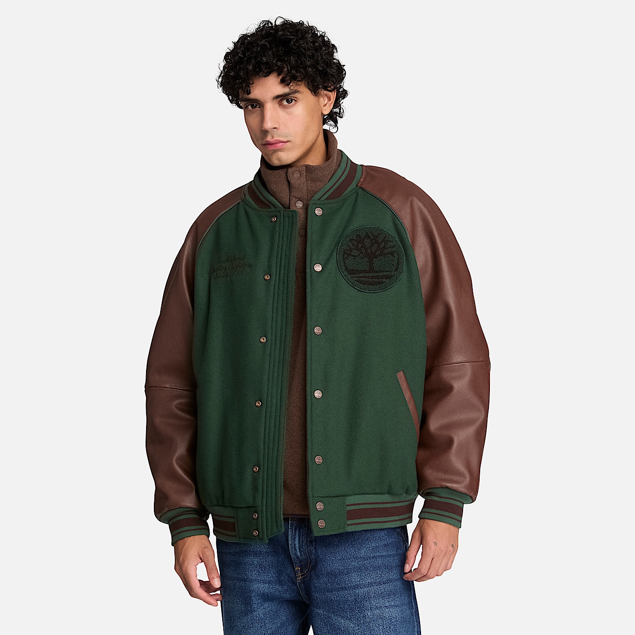 Chaqueta Varsity Signature para hombre en marrn oscuroverde oscuro TBL marrn ALT1
