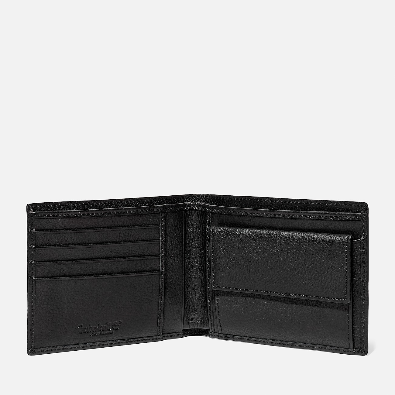 thumbnail image 2 of Leather Bifold Wallet With Nylon Interior And Coin Pocket - Black 2 of 14