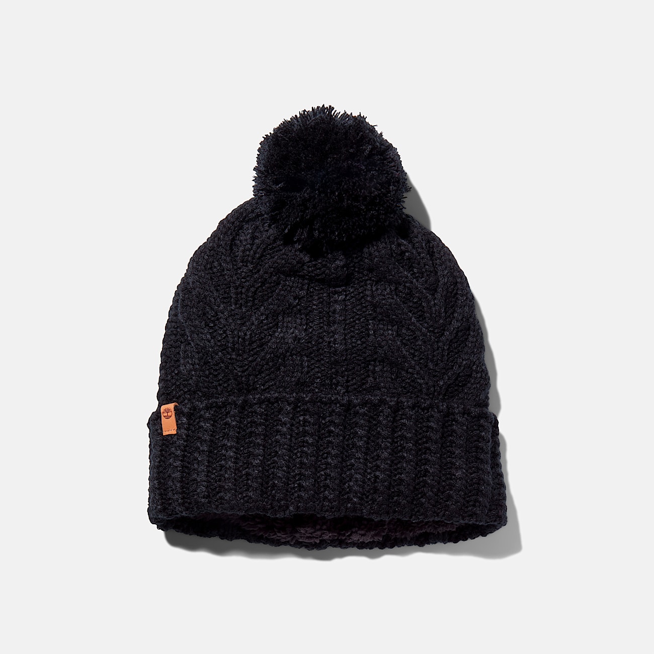 Bonnet premium torsadé à pompon pour femme noir