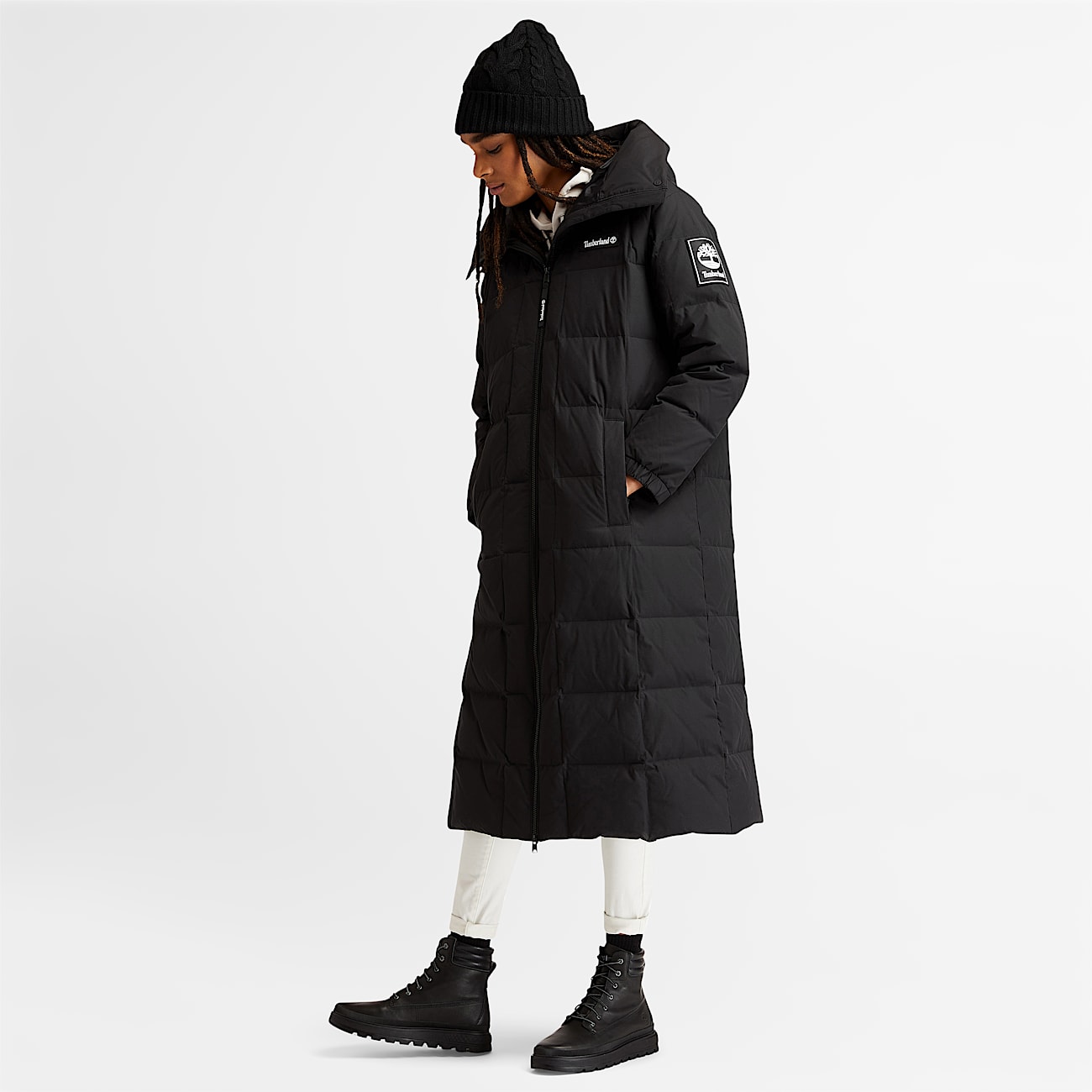 Bonnet premium torsadé à pompon pour femme noir