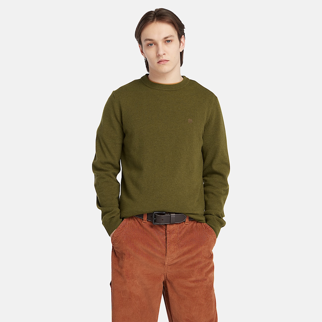 Pull à col rond en laine mérinos Cohas Brook pour homme en vert - 1