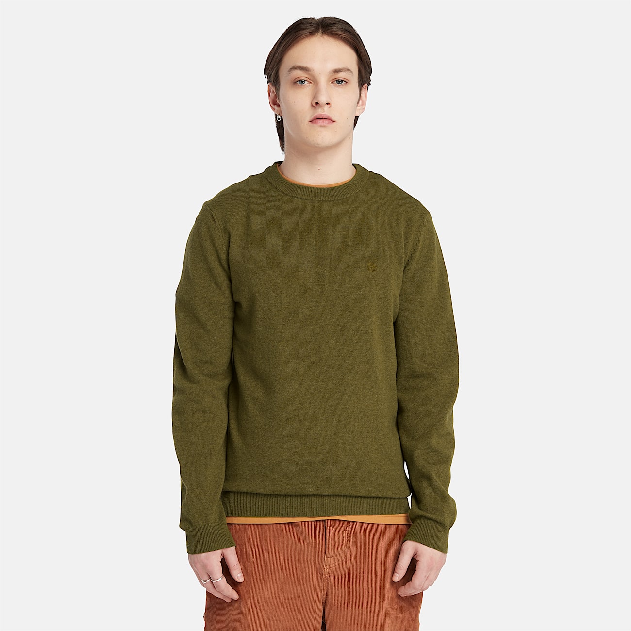 Pull à col rond en laine mérinos Cohas Brook pour homme en vert - 4