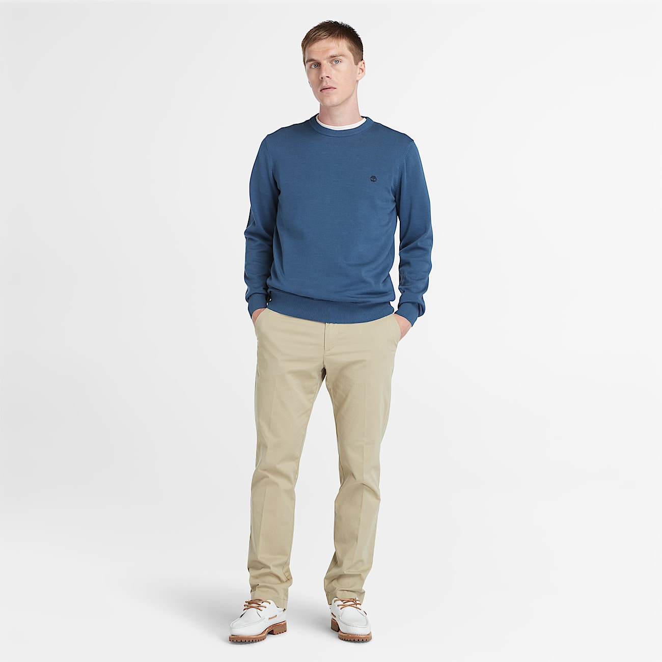 Williams River Cotton Yarn Dyed Jumper for Men in Blue
