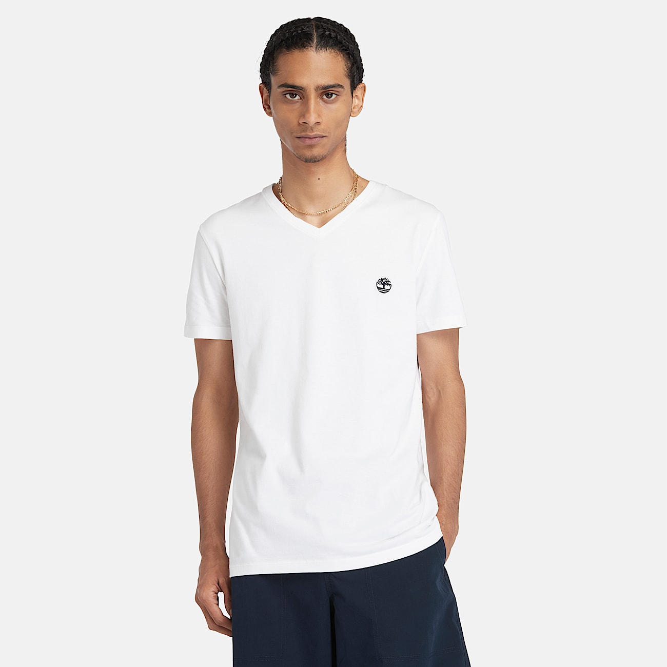 Dunstan River V Neck Short-Sleeve T-Shirt for Men in White - 1