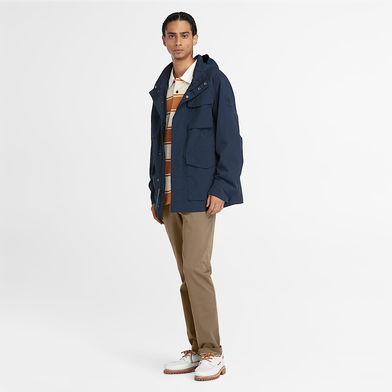 Pantaloni Chino in Twill Elasticizzato da Uomo in kaki