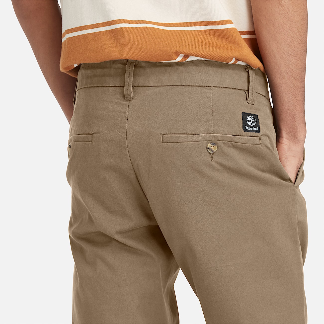 Pantaloni Chino in Twill Elasticizzato da Uomo in kaki