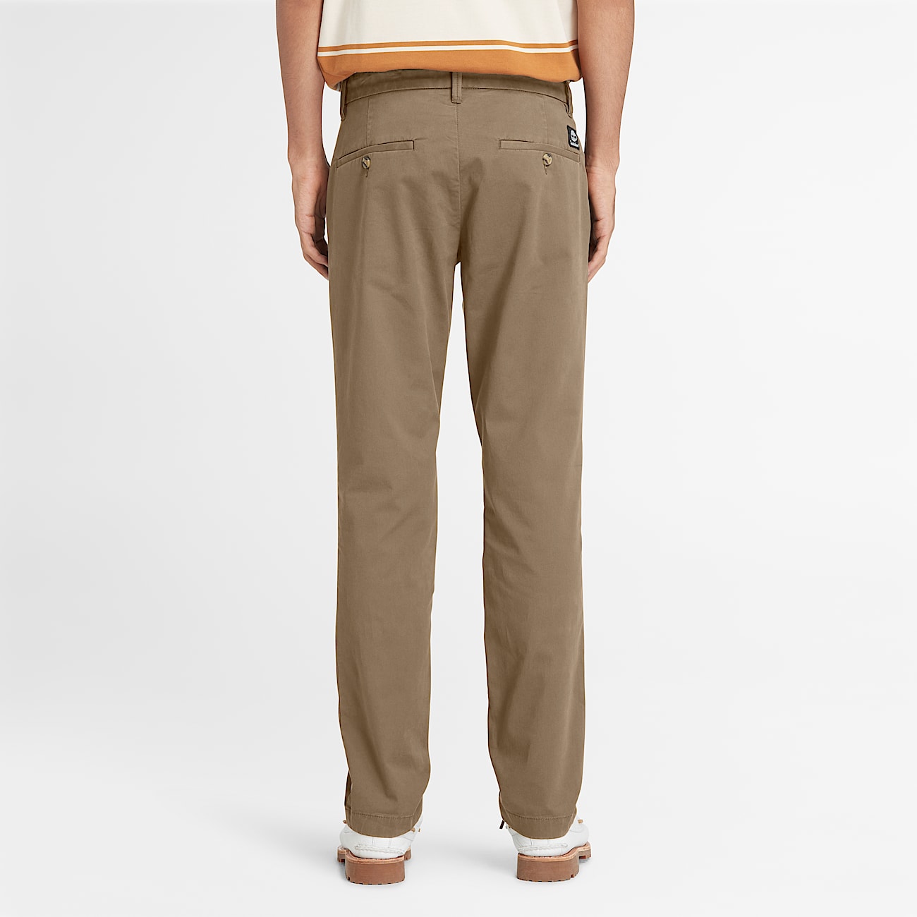 Pantaloni Chino in Twill Elasticizzato da Uomo in kaki