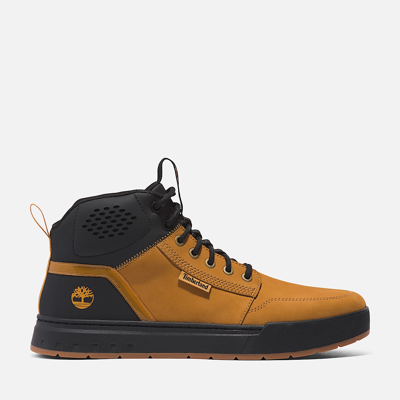 Maple Grove Mid Lace-Up Trainer for Men in Black & Yellow - 1