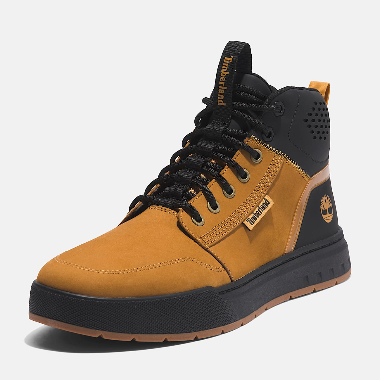 Maple Grove Mid Lace-Up Trainer for Men in Black & Yellow - 9