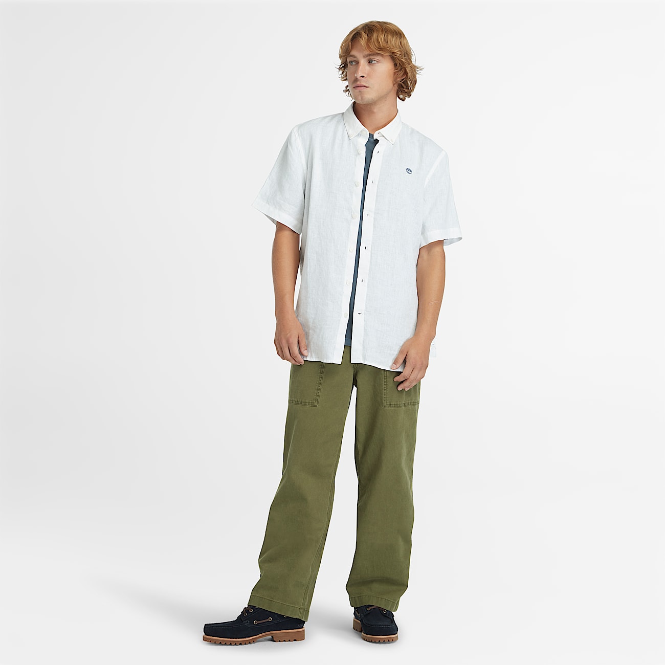 Camisa de Manga Curta em Linho Mill Brook para Homem em branco - 2