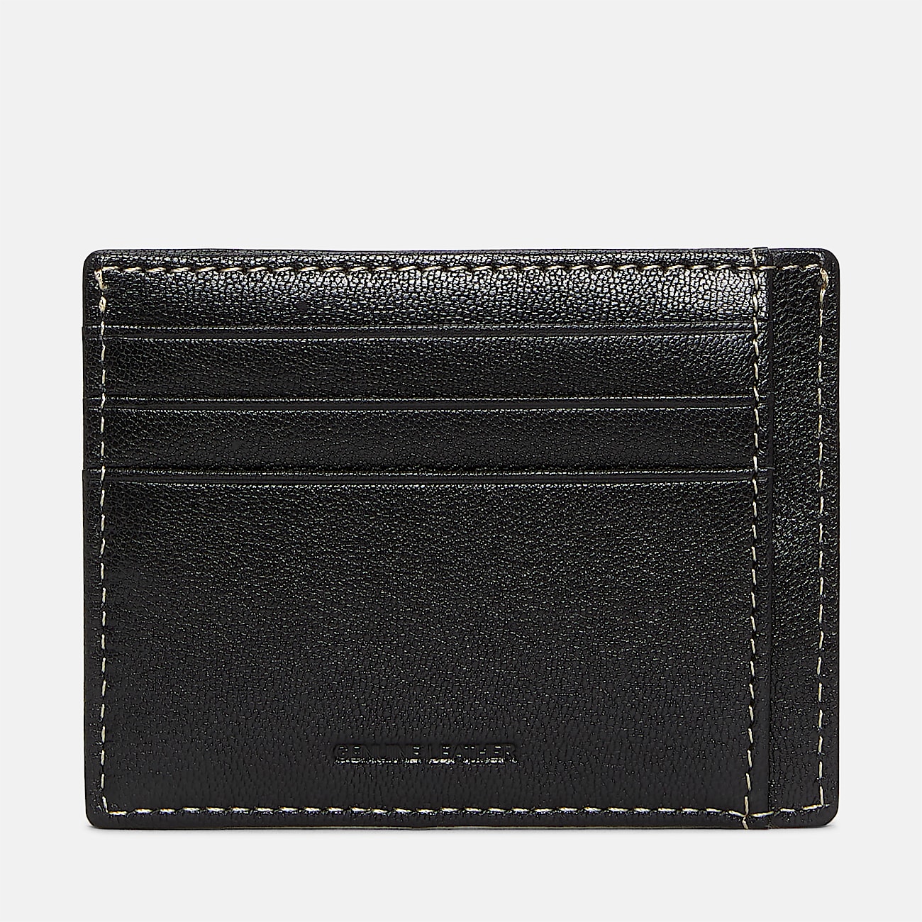 Milled Leather Card Holder for Men in Black - 2