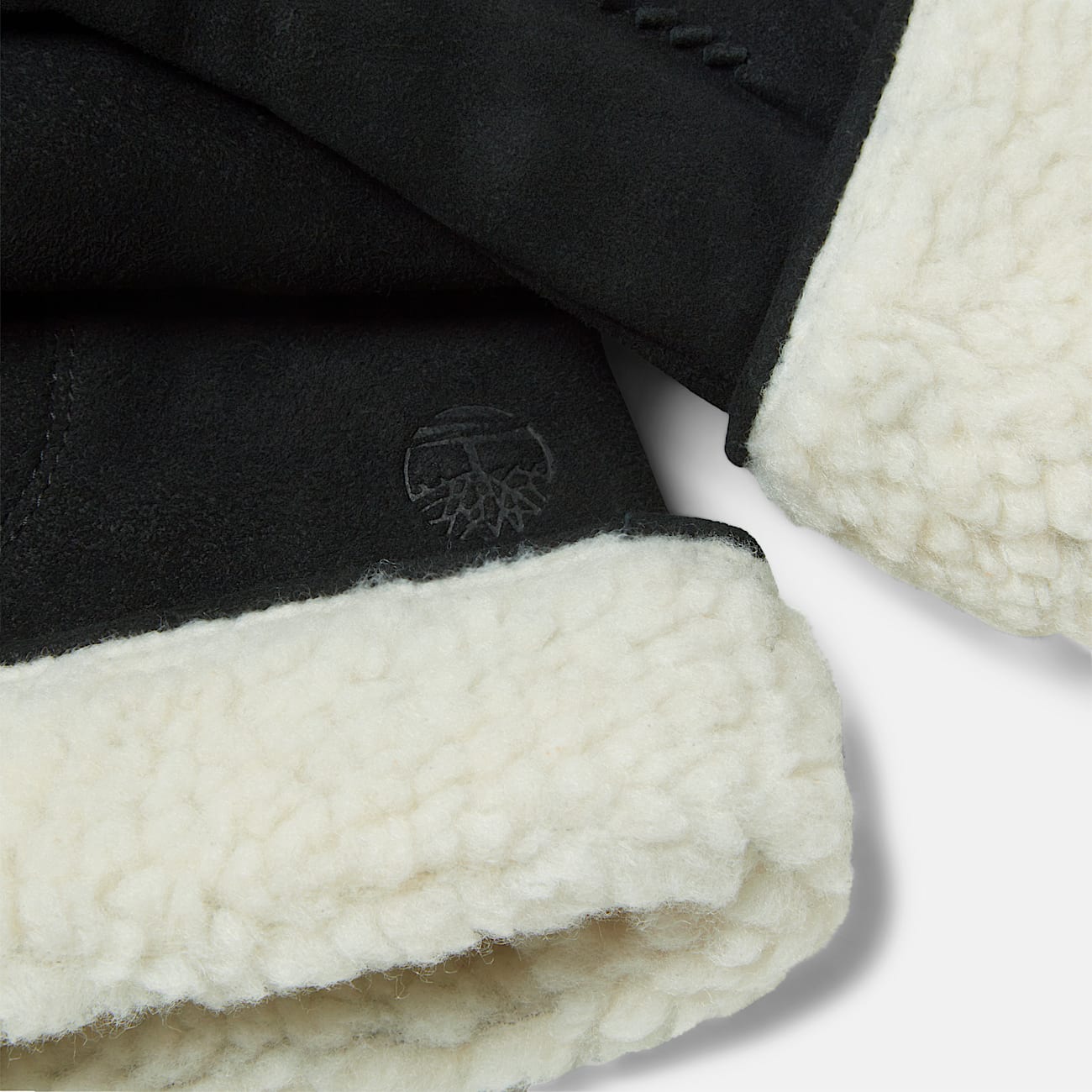 Leather Glove with High Pile Fleece for Women in Black
