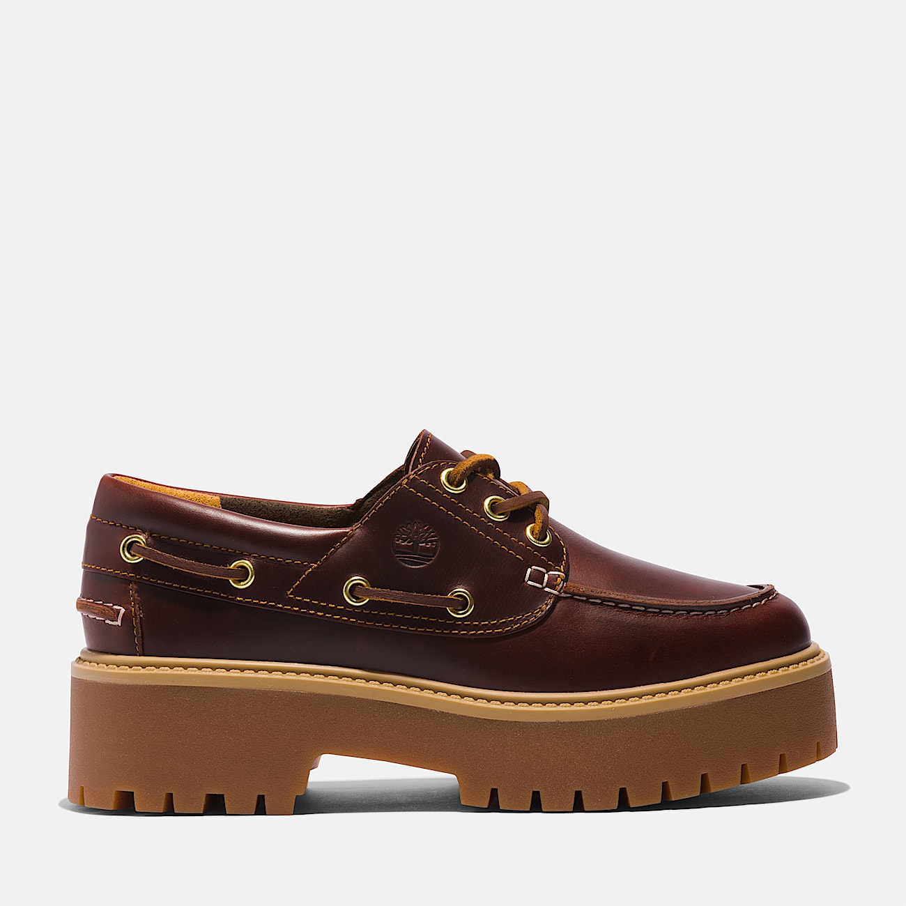 Chaussure bateau Stone Street pour femme en marron foncé - 1