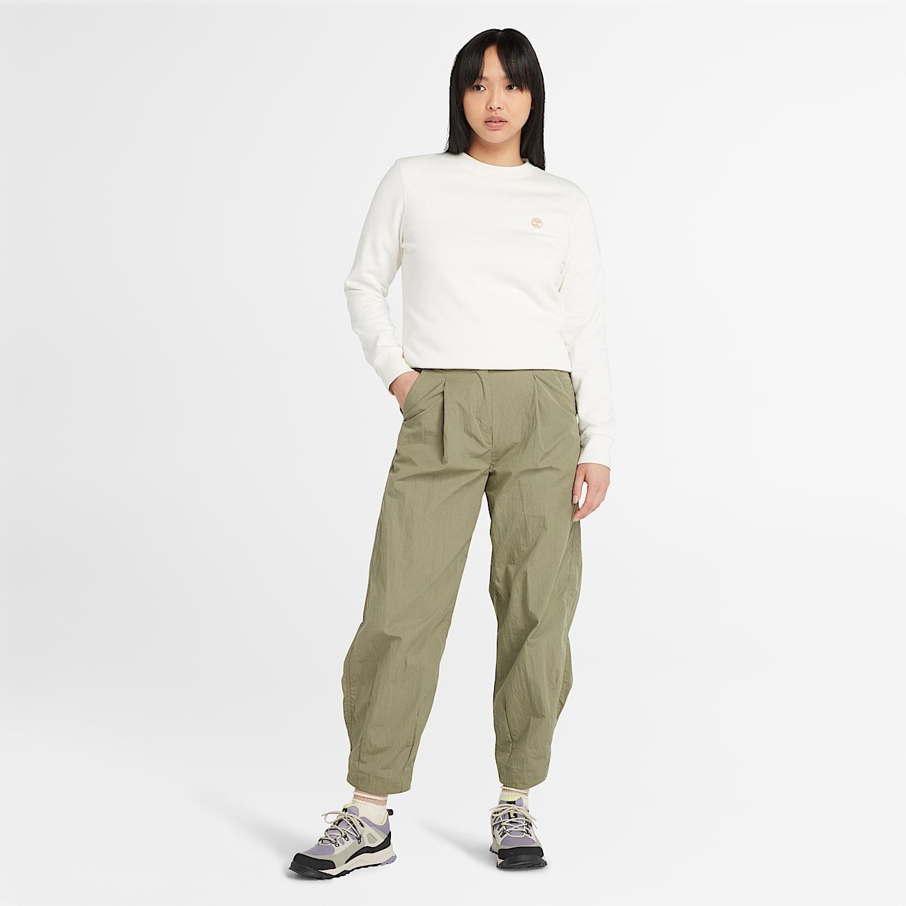 Sudadera con espalda cepillada para mujer en blanco