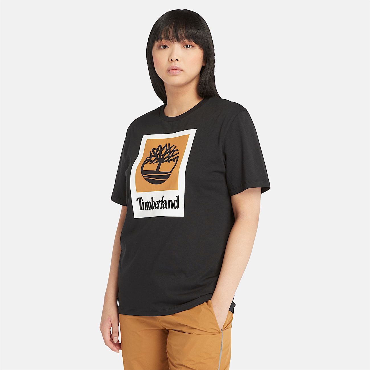 Uniseks Stack Logo T-shirt in zwart - 3