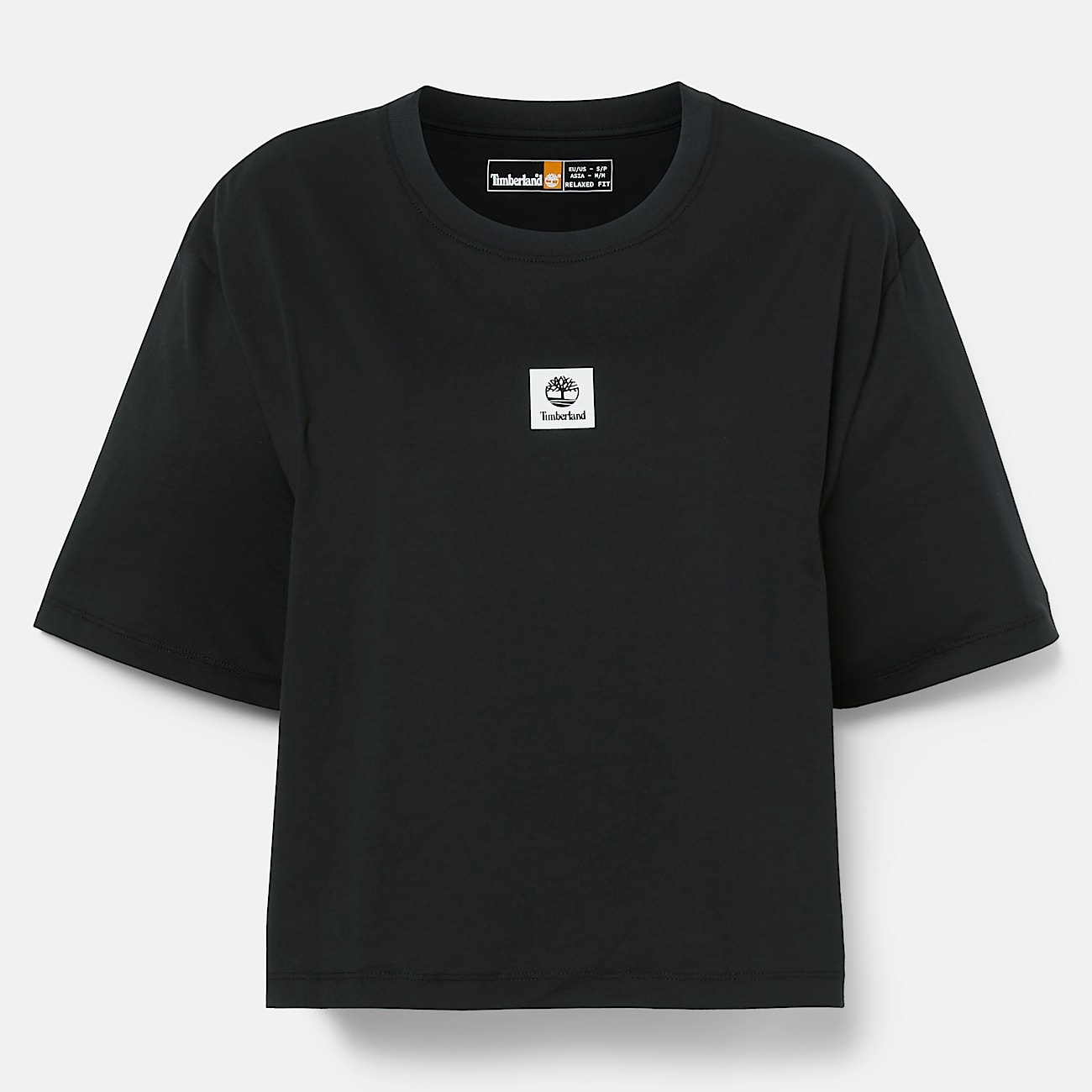 Stack Logo T-shirt met korte mouwen voor dames in zwart