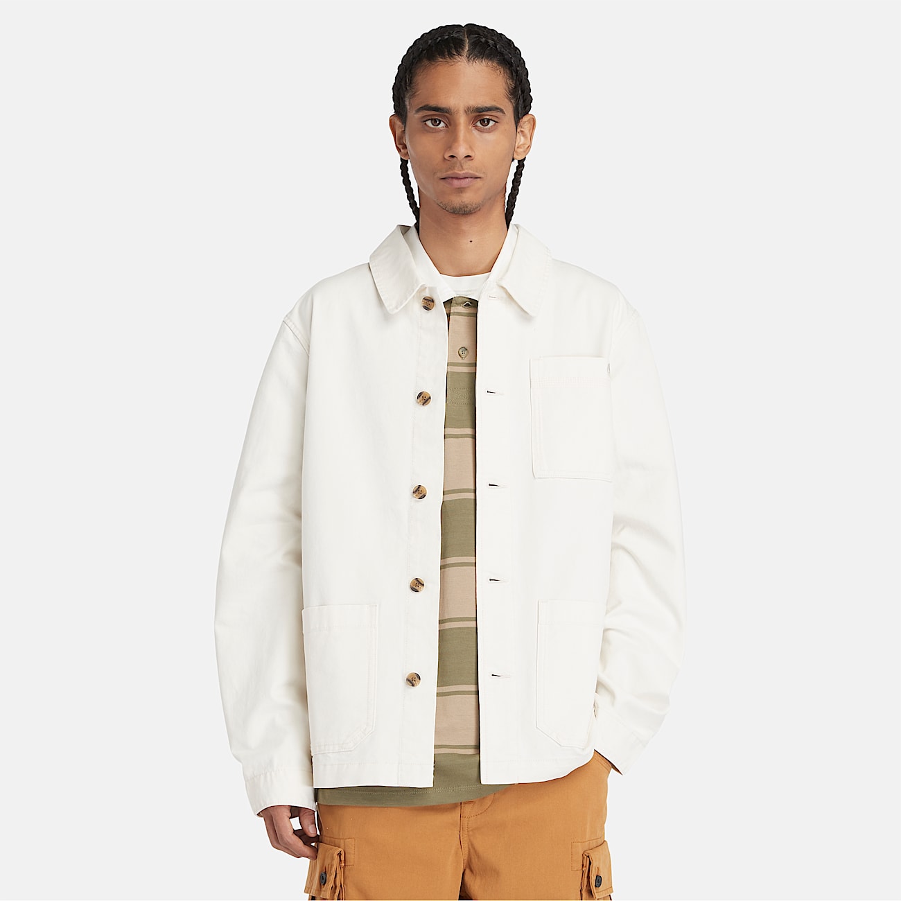 Verwaschene Kempshire Chore Canvas-Jacke für Herren in Weiß - 1