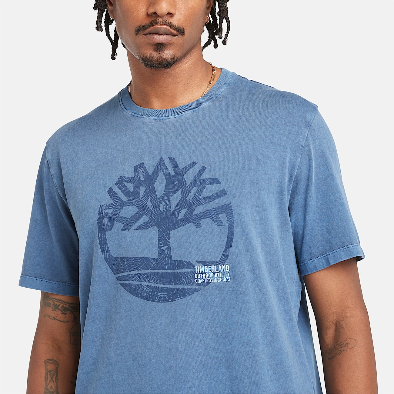 T-shirt Tinta in Capo con Logo Merrymack River da Uomo in blu scuro - 3
