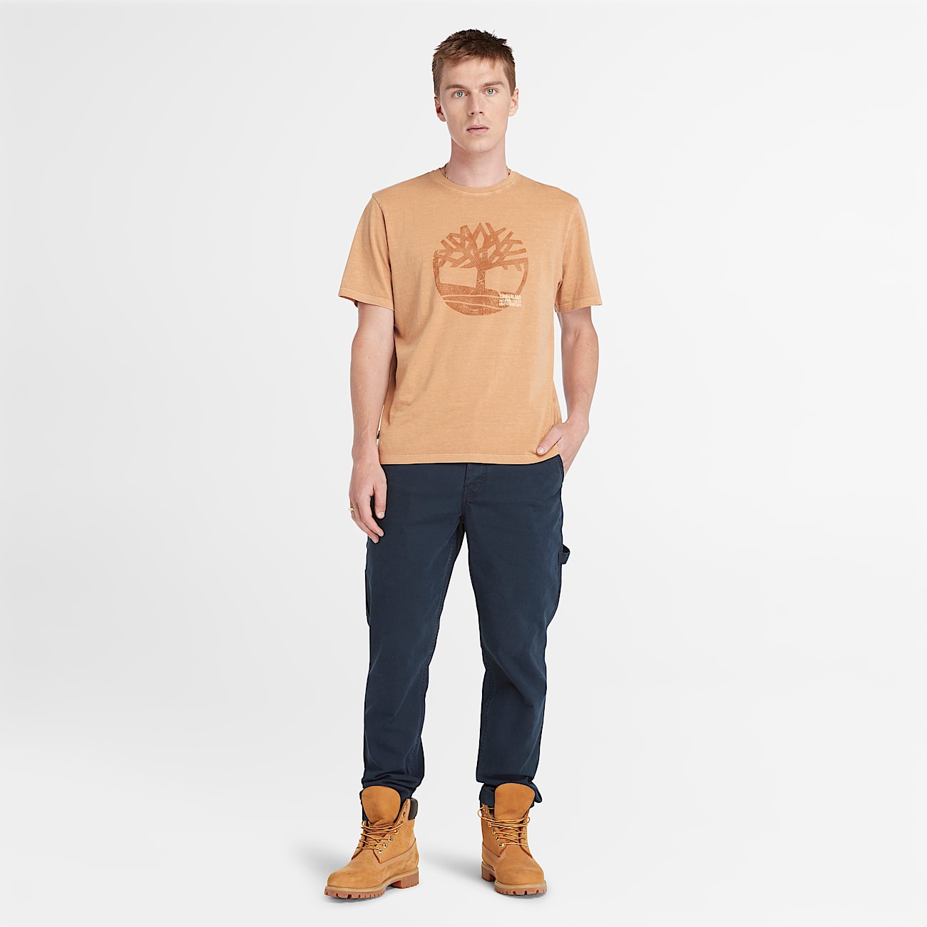 Merrymack River achteraf geverfd T-shirt met logo voor heren in geel - 2