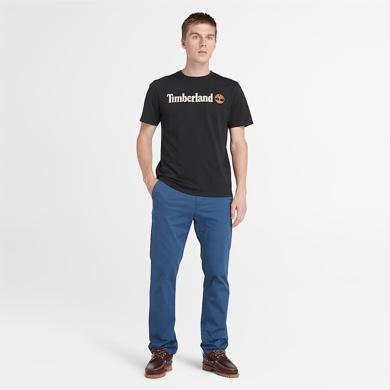 Kennebec River Linear Logo Short Sleeve T-Shirt for Men in Black