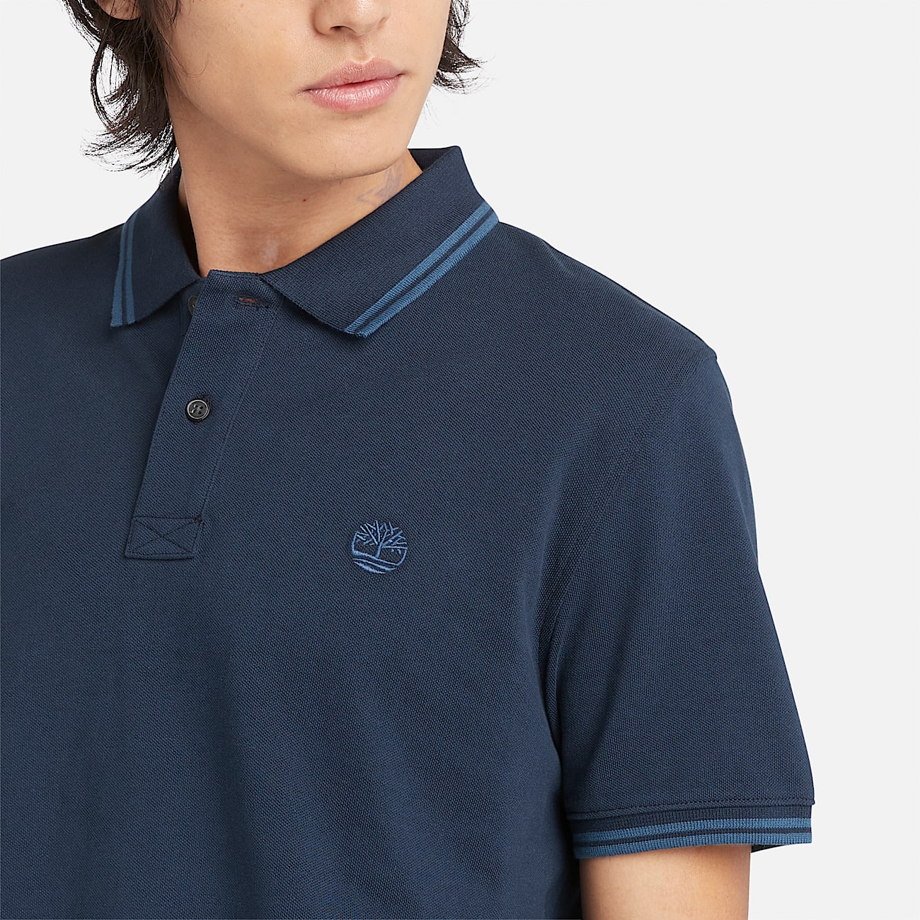 Millers River Tipped Pique Polo for Men in Dark Blue - 3