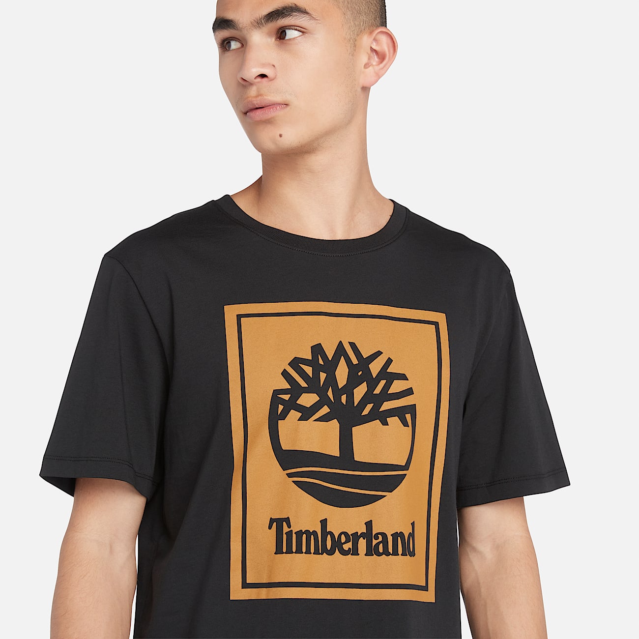 Contrast Stack Logo T-Shirt for Men in Black
