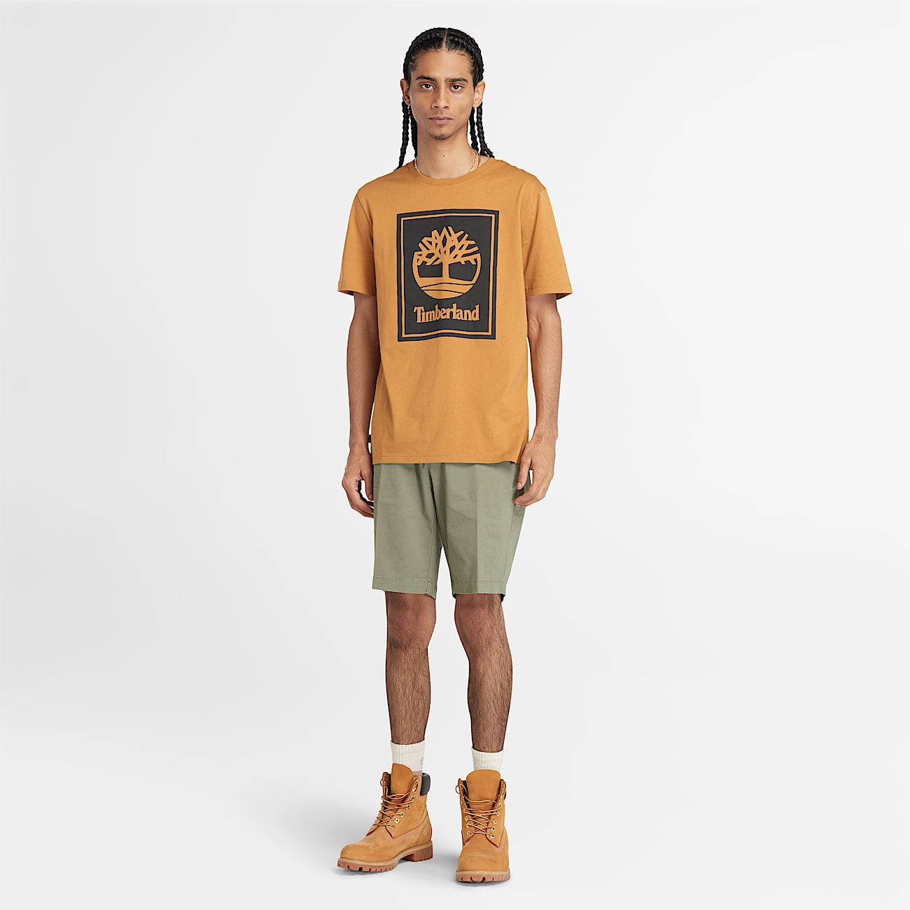Contrast Stack Logo T-Shirt for Men in Dark Yellow - 2