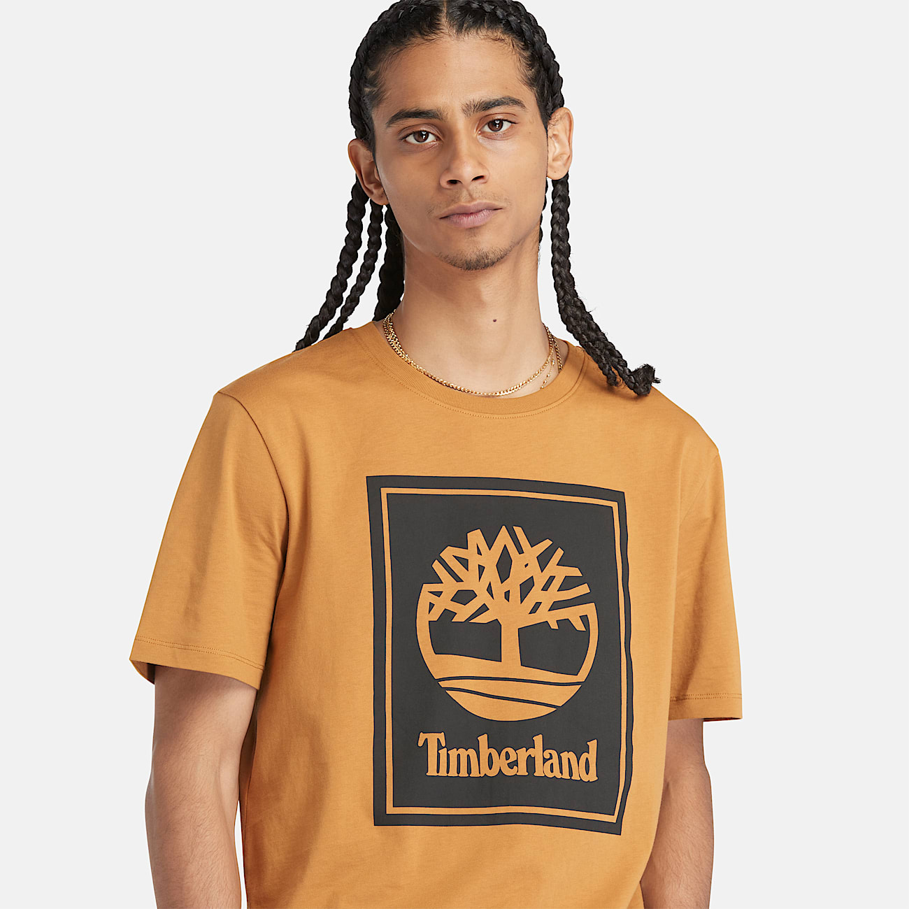 Contrast Stack Logo T-Shirt for Men in Dark Yellow - 3