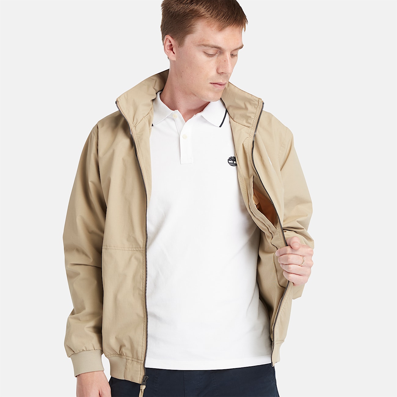 Waterproof Bomber Jacket for Men in Beige
