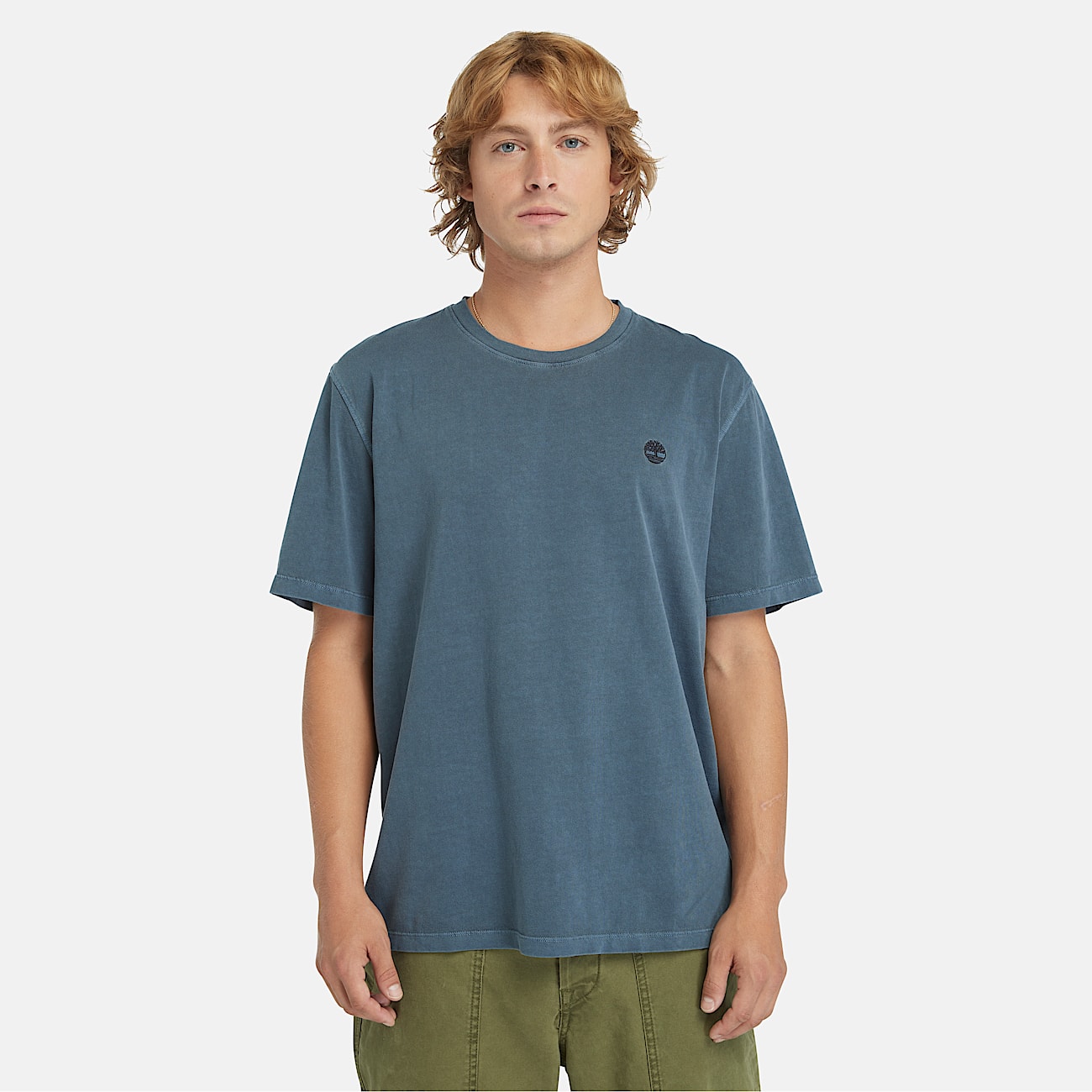 T-shirt à manches courtes Dunstan River teint en pièce pour homme en bleu foncé - 1