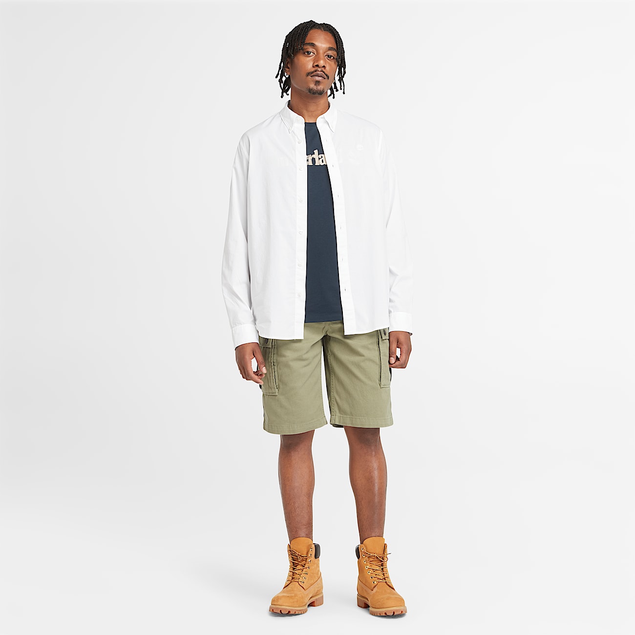 Chemise en popeline extensible à manches longues pour homme en blanc - 2