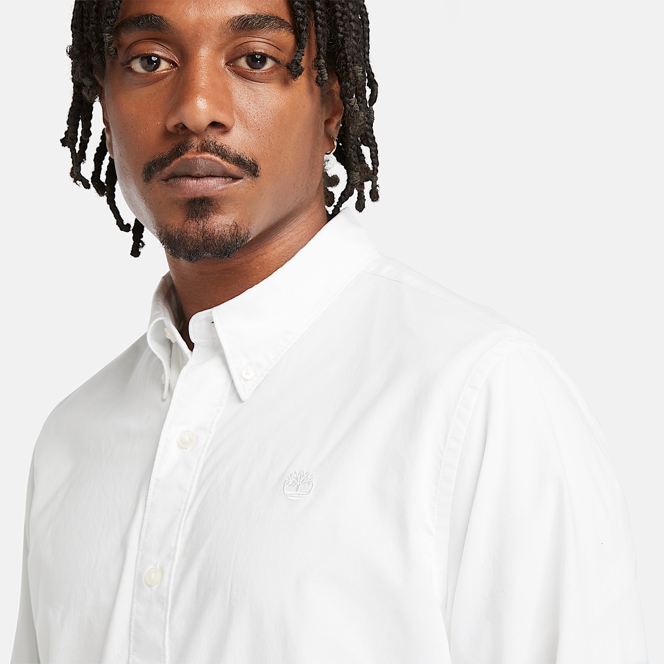 Chemise en popeline extensible à manches longues pour homme en blanc - 3