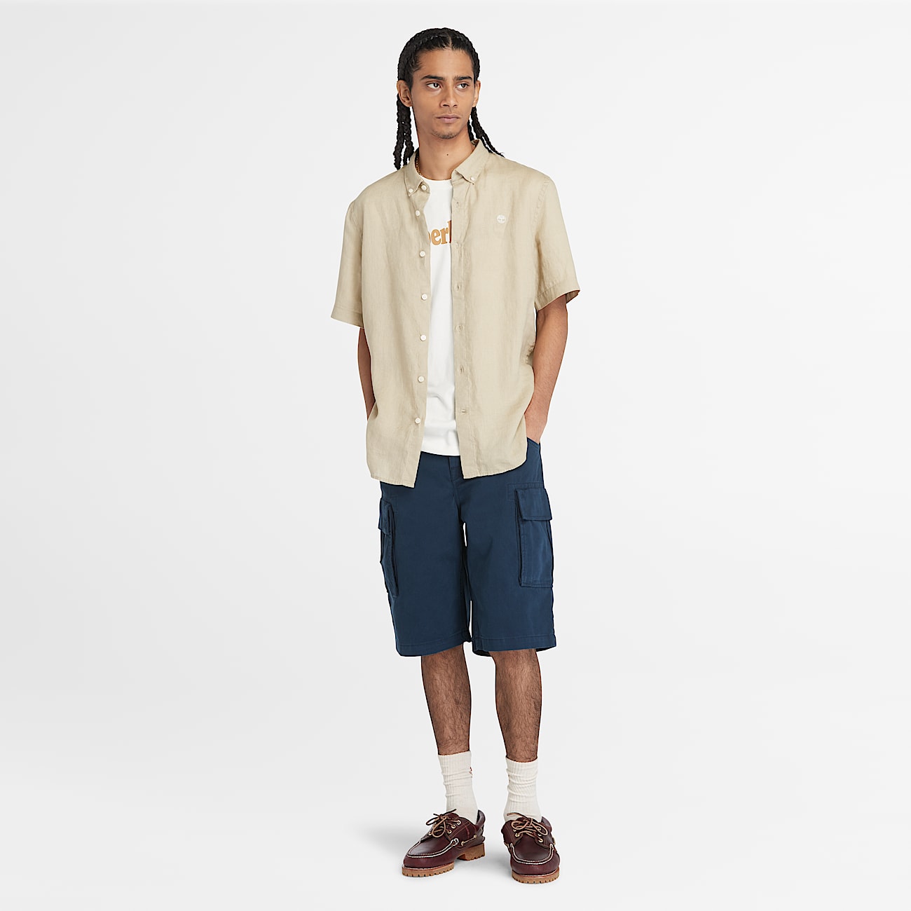 Short cargo en sergé Brookline pour homme en bleu foncé - 2