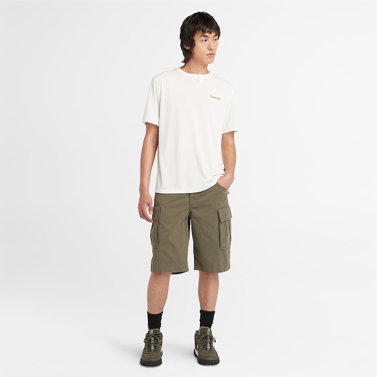 Pantalones cortos cargo de sarga Brookline para hombre en verde - 2