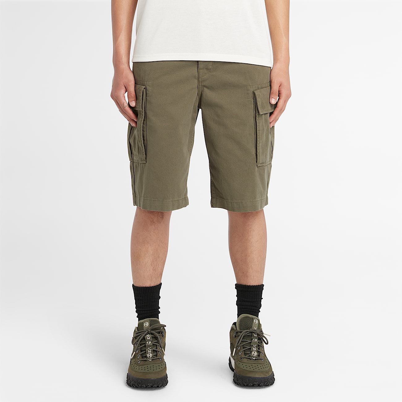 Pantalones cortos cargo de sarga Brookline para hombre en verde - 1