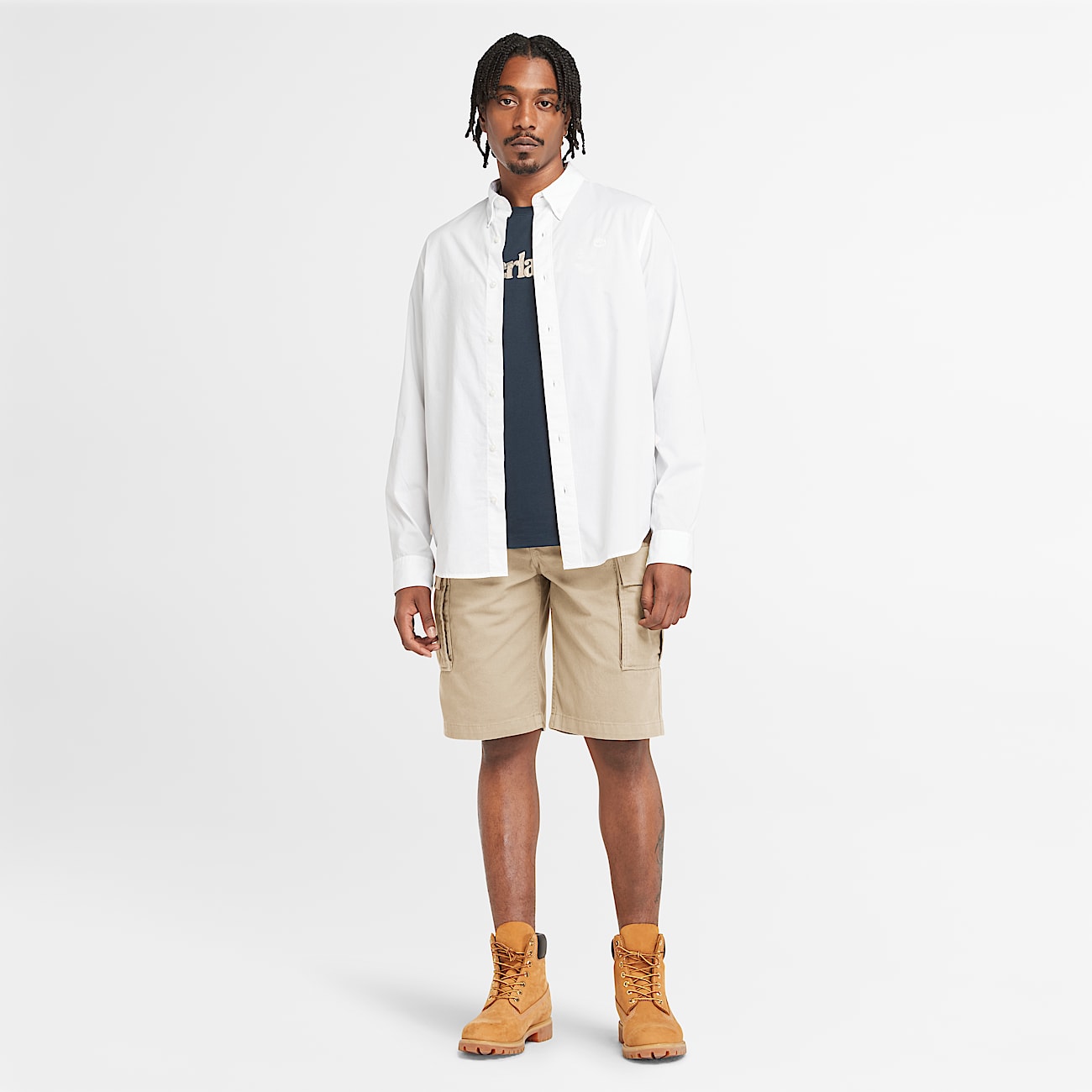 Brookline cargoshort van keperstof voor heren in beige - 2