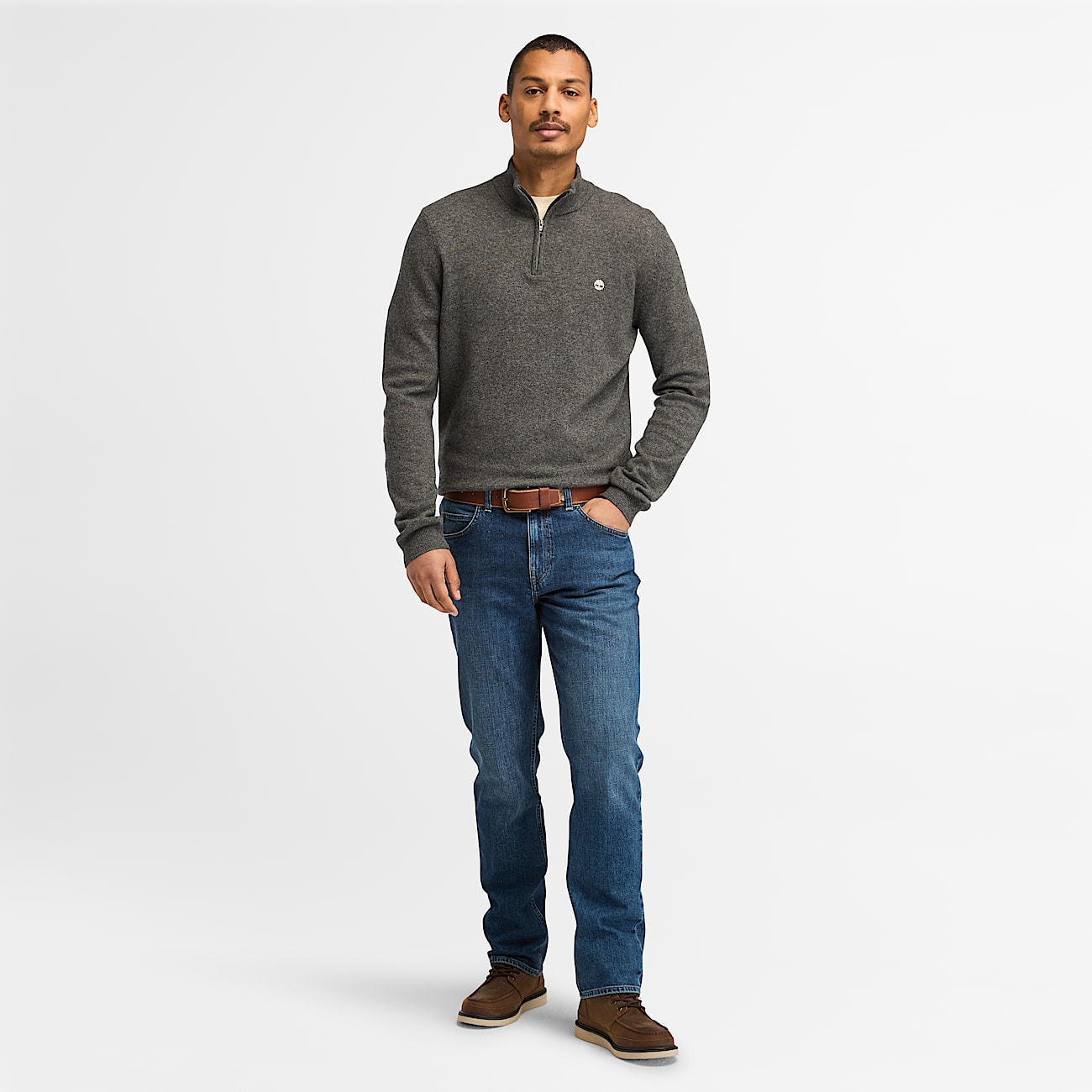 Maglione con Zip a 1/4 Cohas Brook da Uomo in grigio - 2
