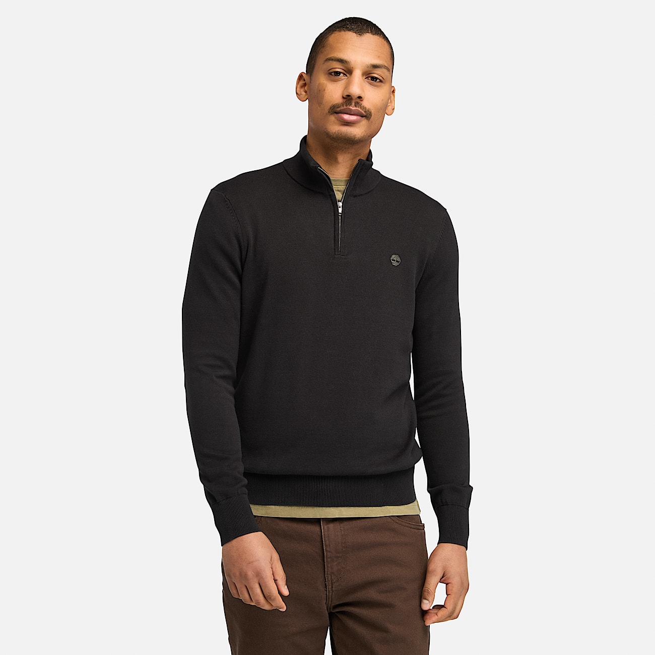 Garngefärbter Williams River Pullover mit Viertelreißverschluss für Herren in Dunkelblau